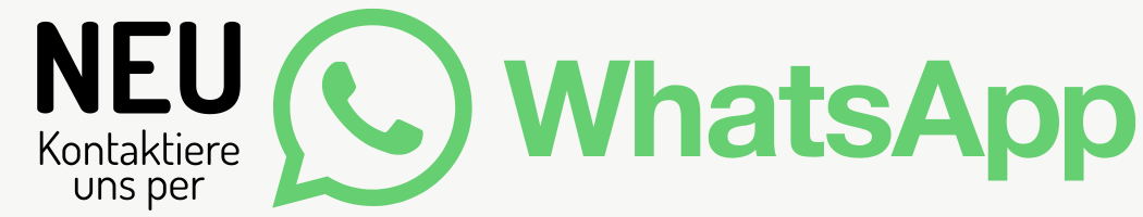 KI generiert: Das Bild zeigt ein WhatsApp-Logo mit dem Text: "NEU Kontaktiere uns per WhatsApp".