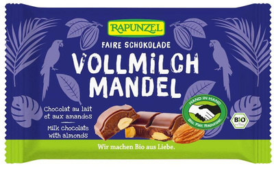 Produktfoto zu Schokolade Vollmilch mit ganzen Mandeln