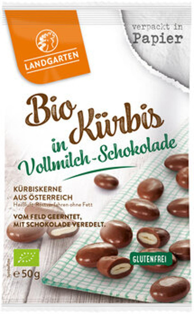 Produktfoto zu Kürbiskerne in Vollmilchschokolade
