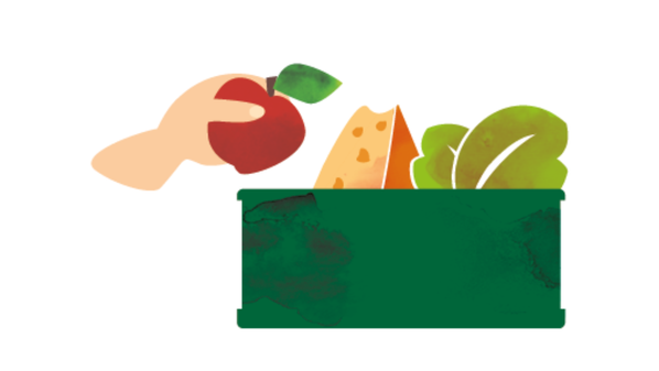 KI generiert: Das Bild zeigt einen stilisierten grünen Lieferwagen mit einem roten Apfel und einem grünen Blatt auf der Seite. Der Wagen scheint in Bewegung zu sein, wie die Bewegungslinien andeuten.