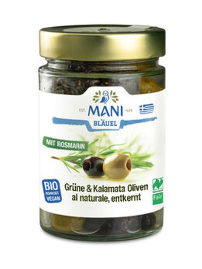 Produktfoto zu Grüne & Kalamate Oliven mit Rosmarin 175g
