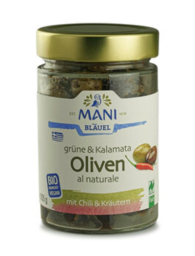 Produktfoto zu Grüne & Kalamata Oliven mit Chili & Kräutern 205g