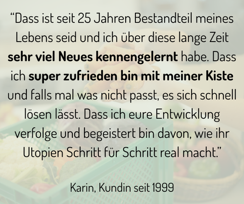 KI generiert: Eine Kundin namens Karin äußert ihre Zufriedenheit und langjährige Treue seit 1999, lobt die Entwicklungen und Lösungen des Unternehmens. Sie ist begeistert davon, wie das Unternehmen Utopien verwirklicht.
