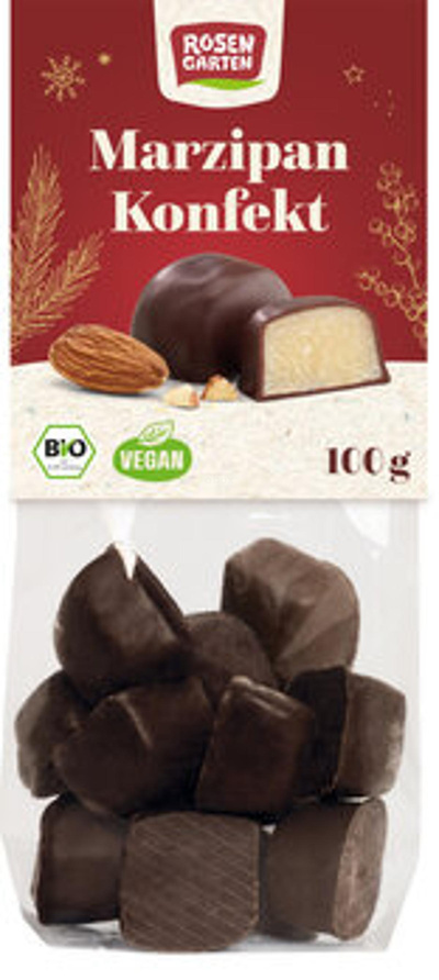 Produktfoto zu Marzipan Konfekt mit Zartbitterschokolade