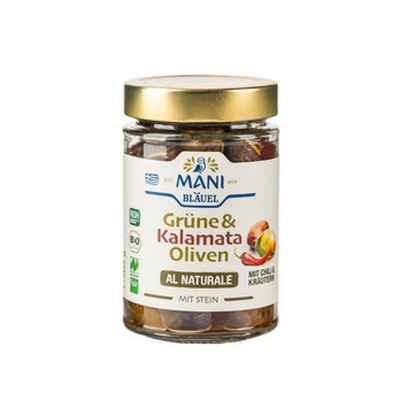 Produktfoto zu Grüne & Kalamata Oliven mit Chili & Kräutern 205g