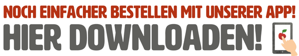 KI generiert: Text: "NOCH EINFACHER BESTELLEN MIT UNSERER APP! HIER DOWNLOADEN!"
Hauptinhalt: Werbung für eine App.