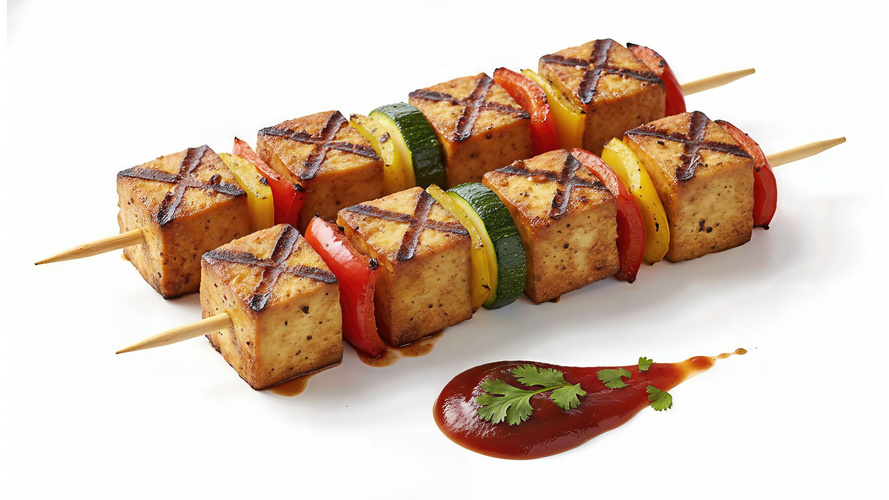 Rezeptbild für Tofu-Gemüsespiese mit Reis