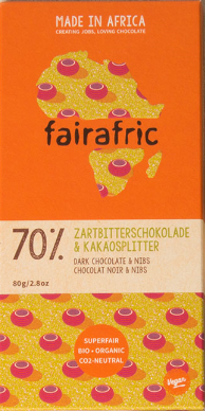 Produktfoto zu Schokolade Zartbitter mit Kakaosplitter, 70 % Kakao
