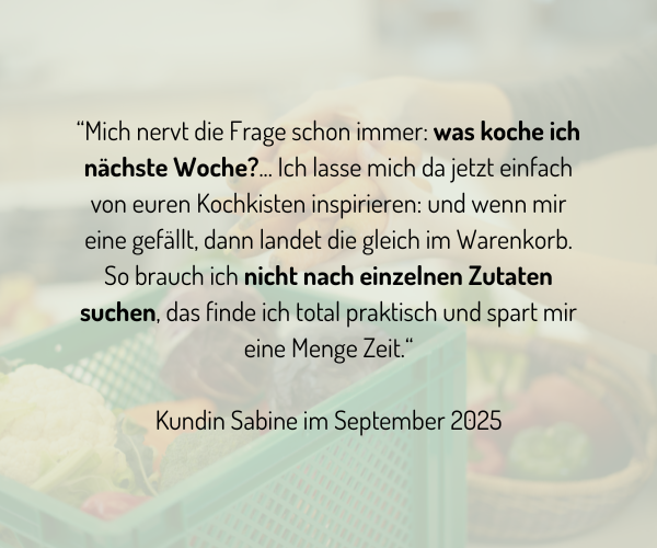 KI generiert: Eine Kundin schätzt die Kochkisten-Ideen zur wöchentlichen Essensplanung.