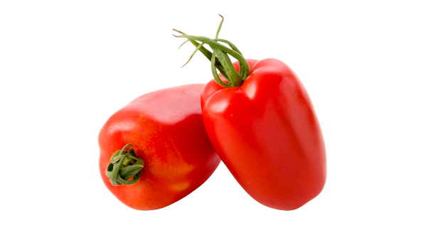 KI generiert: Zwei rote Spitzpaprikas mit grünen Stielen auf weißem Hintergrund.