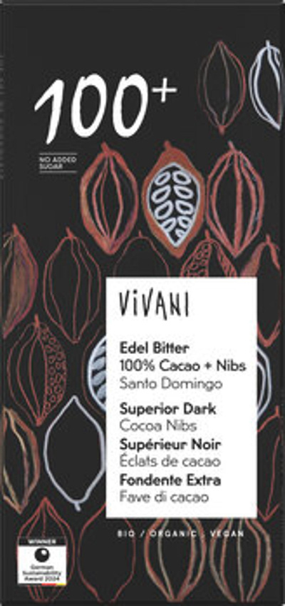 Produktfoto zu Schokolade Edel Bitter 100% + Nibs