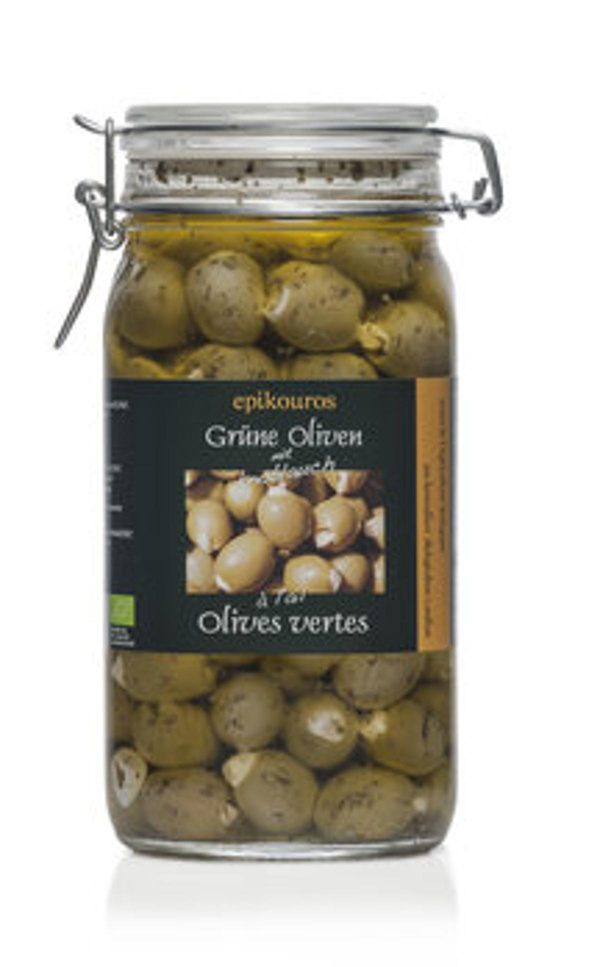 Produktfoto zu Grüne Oliven mit Knoblauch