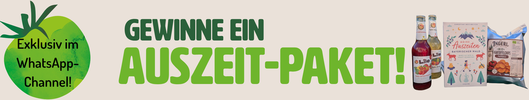 KI generiert: Werbung für ein "Auszeit-Paket" mit Getränken und Snacks, exklusiv im WhatsApp-Channel.