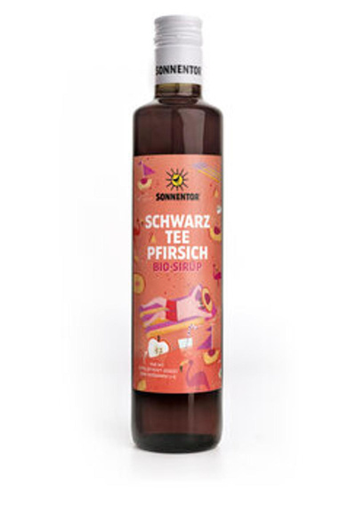 Produktfoto zu Schwarztee Pfirsich Sirup 0,5l