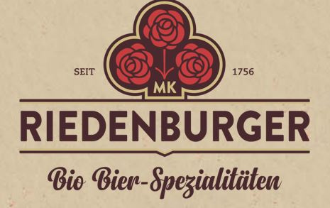 KI generiert: Riedenburger Bio Bier-Spezialitäten Logo mit Rosen und Text: "Seit 1756".