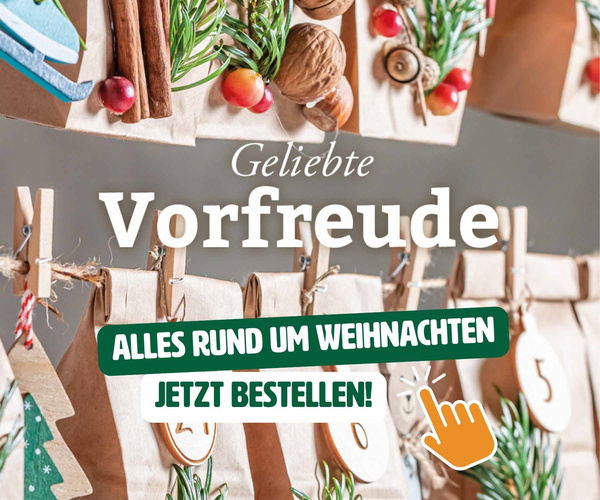 KI generiert: Ein Adventskalender mit Gewürzen und Text "Geliebte Vorfreude. ALLES RUND UM WEIHNACHTEN JETZT BESTELLEN!".