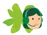 KI generiert: Eine gezeichnete Person mit Headset, hinterlegt mit einem grünen Blatt.