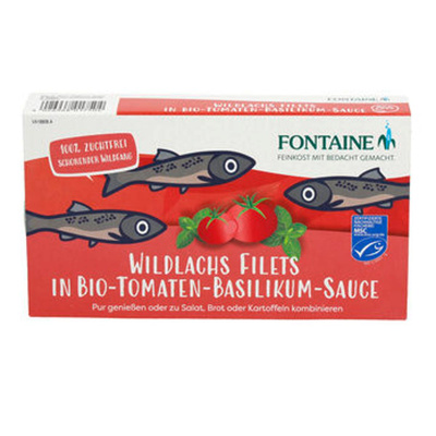 Produktfoto zu Wildlachsfilet in Tomate-Basilikumsauce  200g