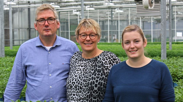 KI generiert: Drei Personen stehen in einem Gewächshaus mit Pflanzen im Hintergrund.