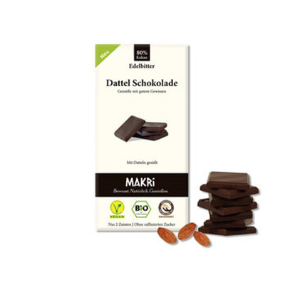 Produktfoto zu Dattel Schokolade Edelbitter, 80% Kakao