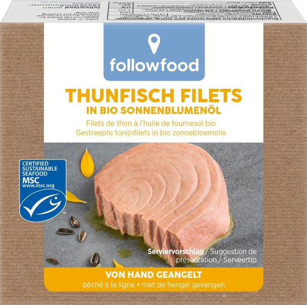 Produktfoto zu Thunfischfilets in Sonnenblumenöl 185g