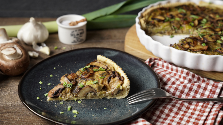 Rezeptbild für Vegane Champignon-Lauch-Quiche