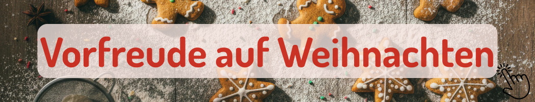 KI-generierte Beschreibung: Das Bild zeigt eine weihnachtliche Szene mit dem Text "Vorfreude auf Weihnachten".