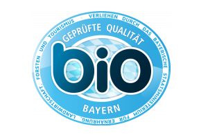 KI generiert: Ein blaues Bio-Siegel mit der Aufschrift: "GEPRÜFTE QUALITÄT BAYERN".